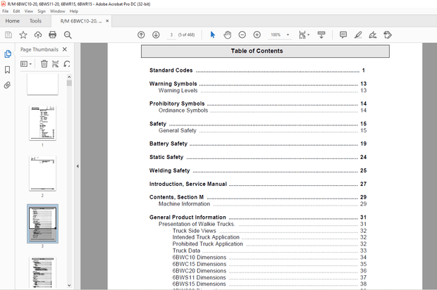 Toyota 6BWC10/15/20 6BWS11/15/20 6BWR15 Electric Walkie Lift Truck Service Manual - PDF DOWNLOAD