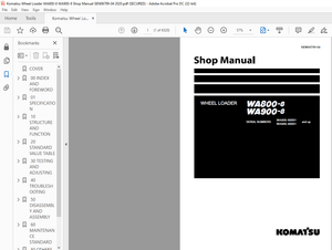 Komatsu WA800-8 WA900-8 Wheel Loader Shop Manual SEN06799-04 – PDF DOWNLOAD