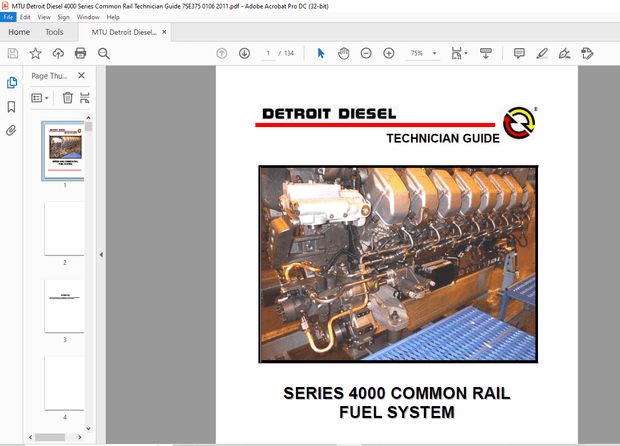 MTU Detroit Diesel Series 4000 Common Rail Fuel System Technician Guide PDF - DOWNLOAD