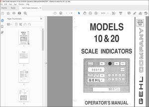 Gehl Scale Indicators 10 &amp; 20 43028 Operators Manual 904599A – PDF DOWNLOAD