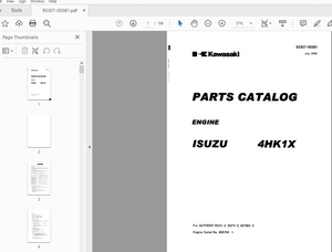 Kawasaki ENGINE ISUZU 4HK1X PARTS CATALOG MANUAL 93307-00381 - PDF DOWNLOAD