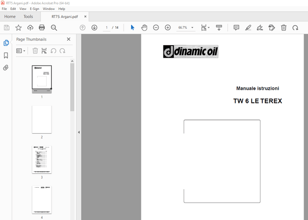 Dinamic Oil TW 6 LE TEREX Manuale istruzioni – PDF DOWNLOAD