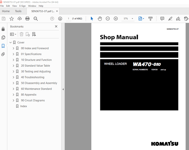 Komatsu WA470-8E0 Wheel Loader Service Repair Workshop Manual - PDF DOWNLOAD 