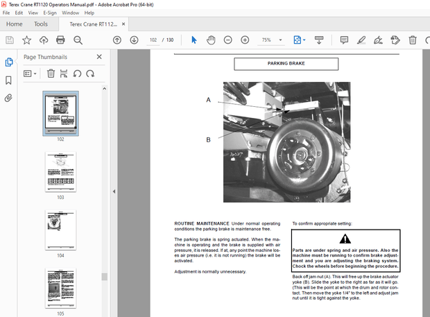 Terex Crane RT1120 Operator’s Manual 12261-284 – PDF DOWNLOAD