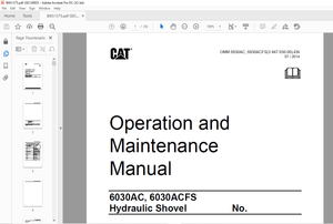 Cat 6030AC, 6030ACFS Hydraulic Shovel Operation and Maintenance Manual BI651375 – PDF DOWNLOAD