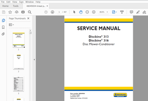 New Holland Discbine 313 &amp; 316 Disc Mower-Conditioner Service Repair Manual (48049004)