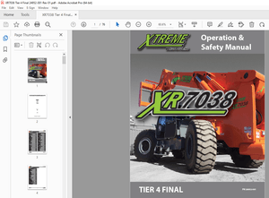 XTREME Telehandler XR7038 Tier 4 Final Operation &amp; Safety Manual PDF