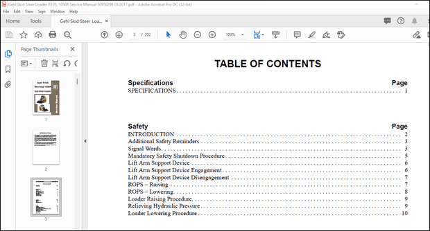 Gehl R105 Mustang 1050R Skid-Steer Loader Service Manual 50950298 – PDF DOWNLOAD