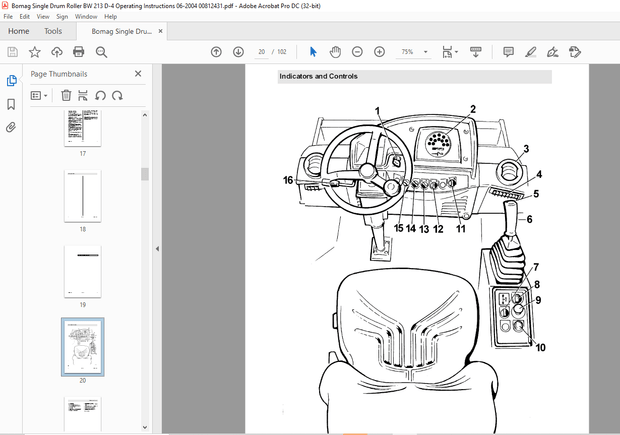 Bomag Single drum roller BW 213 D-4 Operating instructions Manual SN10158250 – PDF DOWNLOAD