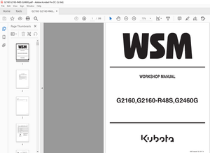 Kubota Garden Tractor G2160 G2160-R48S G2460G Workshop Manual – PDF DOWNLOAD