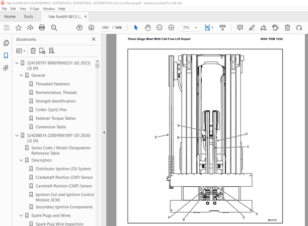 Yale Forklift K813 (GLPGDP40VX, GLPGDP45VX, GLPGDP50VX, GLPGDP55VX) Service Manual - pdf