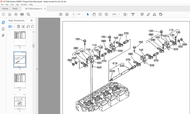 Kubota V3800DI-T Engine Parts Manual 917328 – PDF DOWNLOAD