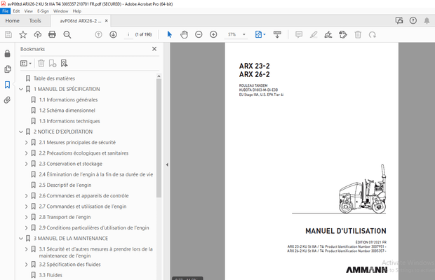 AMMANN ARX 23-2 ARX 26-2 MANUEL D&#x27;UTILISATION - PDF