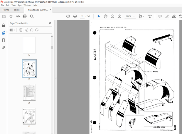 Manitowoc Crane 3900 Parts Manual 39580 PDF