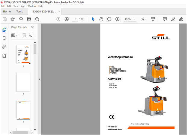 STILL STED forklift Alarms list EXD 20 EXD-SF 20 EXU-SF 20 Workshop Manual – PDF DOWNLOAD