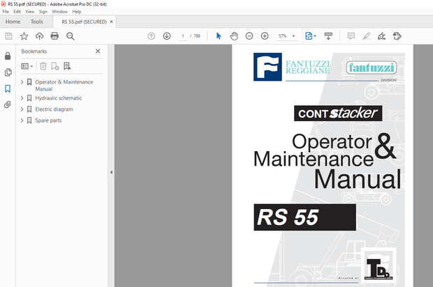 Fantuzzi Reggiane RS 55 Operator &amp; Parts manual + Electrical &amp; Hydraulic Diagrams Manual  – PDF  