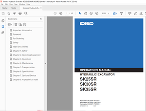 Kobelco SK25SR SK30SR SK35SR2 Hydraulic Excavator Operator’s Manual – PDF DOWNLOAD