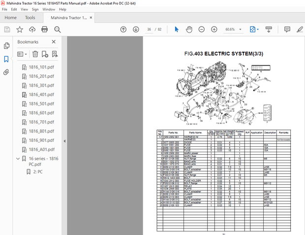 Mahindra Tractor ’16’ Series 1816 Gear &amp; HST Parts Catalogue Manual – PDF DOWNLOAD