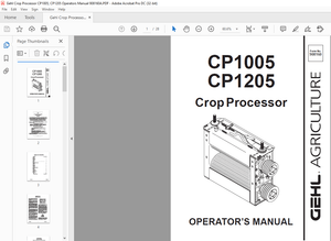 Gehl Crop Processor CP1005, CP1205 Operators Manual 908160A – PDF DOWNLOAD
