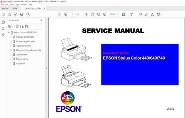 Epson Stylus Color 440 - 640- 740 Service Manual - PDF DOWNLOAD