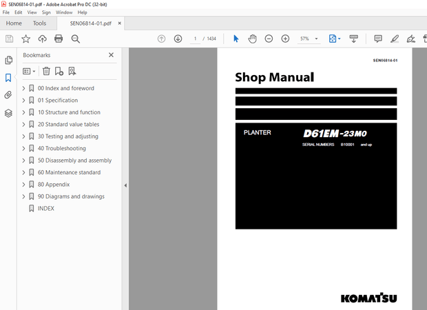 Komatsu PLANTER D61EM-23M0 Repair Service Manual SEN06814-01 - PDF DOWNLOAD