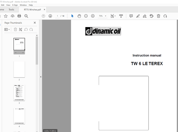 Dinamic Oil TW 6 LE TEREX Instruction Manual – PDF DOWNLOAD