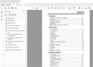 Hyundai HDF-7E Diesel Forklift Trucks Operator’s Manual 2023  – PDF DOWNLOAD