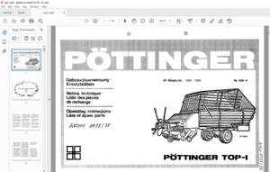 Pottinger Tractor TOP-I Operations List Spare Parts Manual – PDF DOWNLOAD