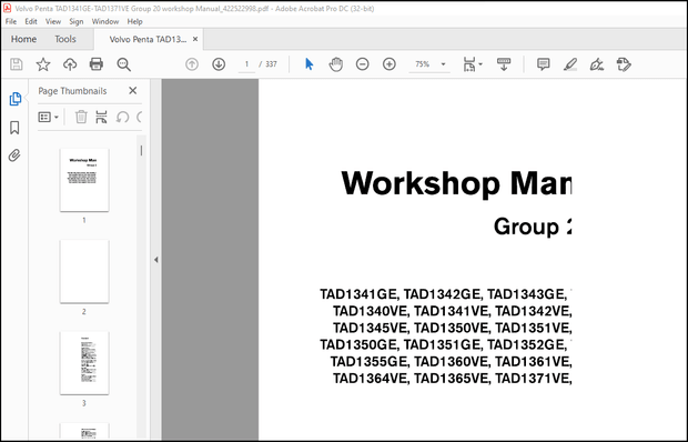Volvo Penta TAD1341GE-TAD1371VE Group 20 workshop Manual_422522998 – PDF DOWNLOAD