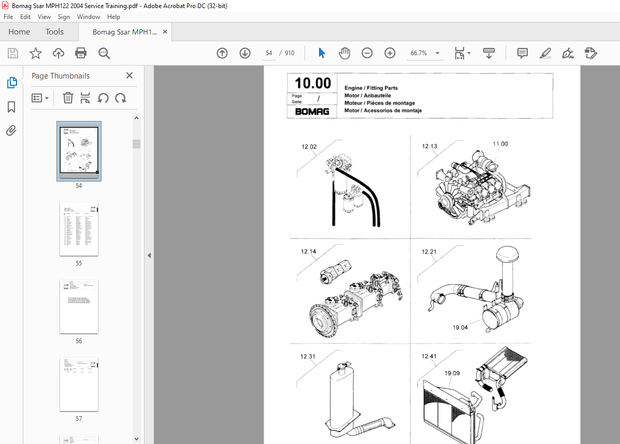 Bomag MPH 122-2 Soil Stabilizer Asphalt recycler Parts Catalogue Manual 00818726 – PDF DOWNLOAD