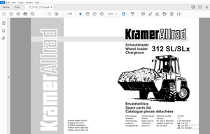 Kramer Allrad 312 SL/SLx Wheel loader Parts Manual 31230 – PDF DOWNLOAD