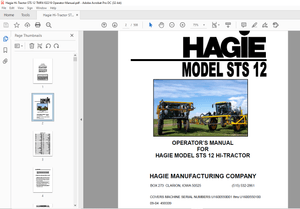 Hagie Hi-Tractor STS 12 Sprayer Operator’s Manual 493339 – PDF DOWNLOAD