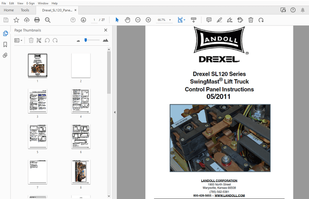 Drexel SL120 Series SwingMast Lift Truck Control Panel Instructions Manual_F-617-R1 – PDF DOWNLOAD
