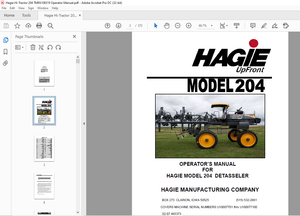 Hagie Hi-Tractor 204 Detasseler Operator’s Manual 493373 – PDF DOWNLOAD