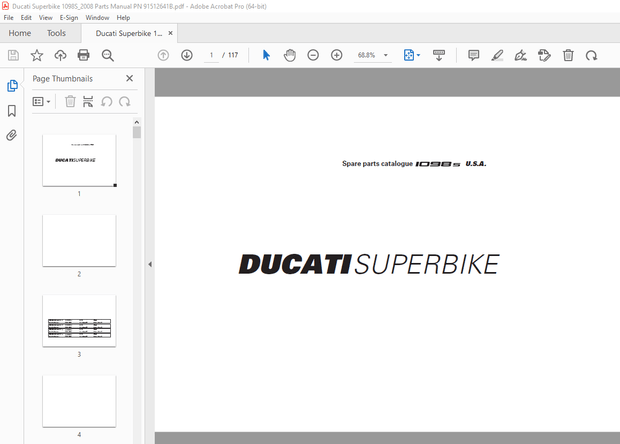 Ducati Superbike 1098S_2008 Parts Manual PN 91512641B - PDF DOWNLOAD 