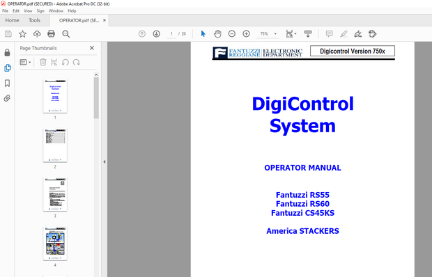 Fantuzzi Reggiane RS55 RS60 CS45KS America STACKERS OPERATOR MANUAL – PDF DOWNLOAD