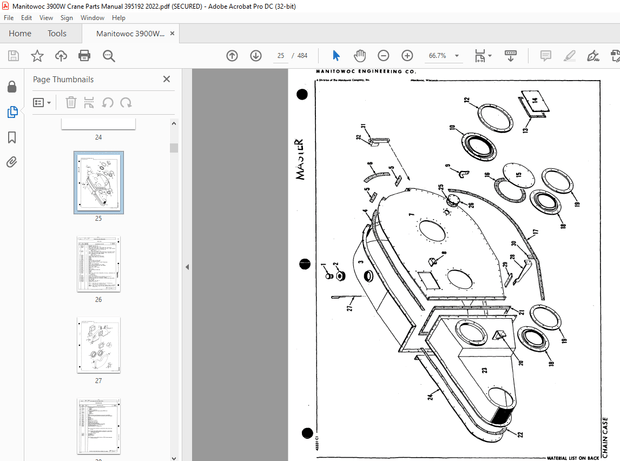Manitowoc Traditional Crane 3900W Parts Manual SN 395192 - PDF