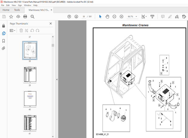 Manitowoc Crane MLC150-1 Parts Manual SN 91501032 – PDF DOWNLOAD
