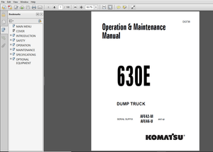 Komatsu 630E Dump Truck Operation &amp; Maintenance Manual - DG738 PDF Download  