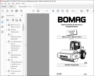 Bomag Rodillo Propulsado BW 211 D-3 BW 211 PD-3 Instrucciones de servicio Manual 10158037 – PDF 