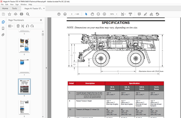Hagie Hi-Tractor STS 14 Technical Manual 493686 – PDF DOWNLOAD