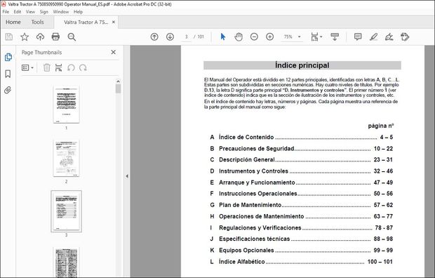 Valtra Tractor A 750 850 950 990 Operator&#x27;s Manual 85929000 – PDF DOWNLOAD (Spanish)