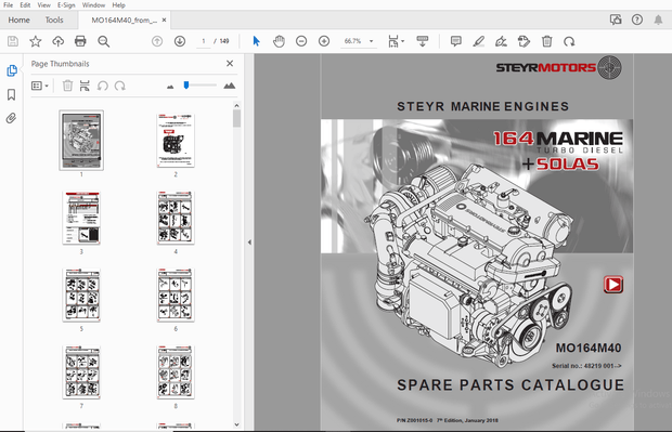 Steyr MO164M40 Marine Turbo Diesel Solas Parts Manual 48219001 – PDF DOWNLOAD