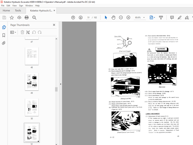 Kobelco K909 II K909LC II Hydraulic Excavator Operator’s Manual – PDF DOWNLOAD