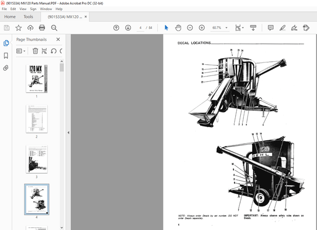 Gehl 120 MX Mix-All Service Parts Manual 901533 – PDF DOWNLOAD