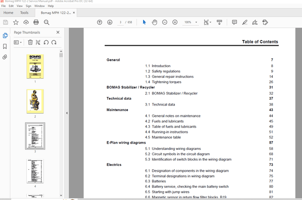 Bomag MPH 122-2 Soil Stabilizer Asphalt Recycler Service Training Manual 00891787 – PDF DOWNLOAD