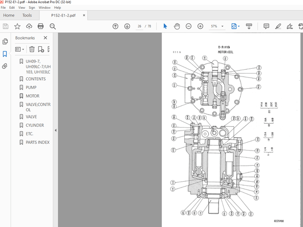 Hitachi Hydraulic Excavator UH09-7 UH09LC-7 UH103 UH103LC  Parts List Manual(P152-E1-2) – PDF 