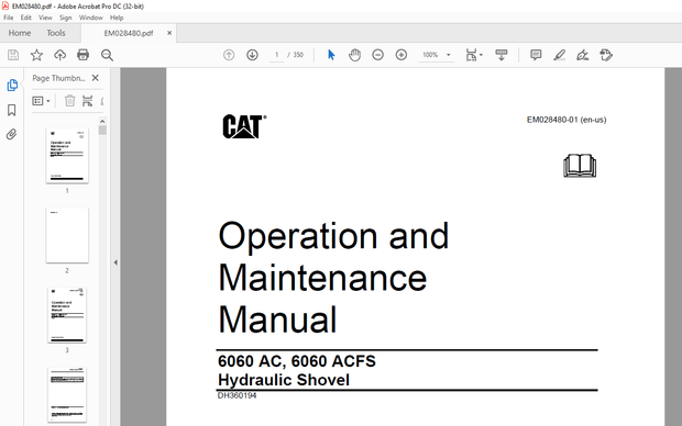 Cat Bucyrus 6060 AC, 6060 ACFS Hydraulic Shovel Operation and Maintenance Manual EM028480- PDF 