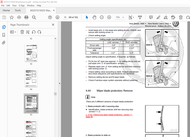 Volkswagen New Beetle 1999 &amp; New Beetle Cabrio 2003 Maintenance Manual - PDF DOWNLOAD 