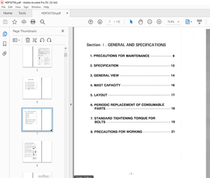 Hyundai HDF 50A HDF 70A Forklift Truck Service Manual 2023 - PDF DOWNLOAD